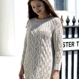 Теплое платье, вяжем спицами