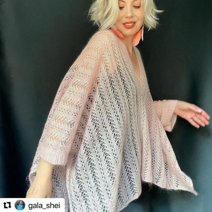 Ажурная накидка, связанная спицами