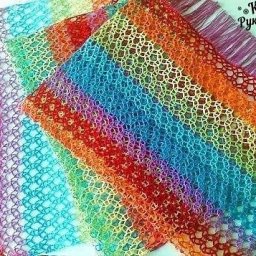 Радужный палантин крючком