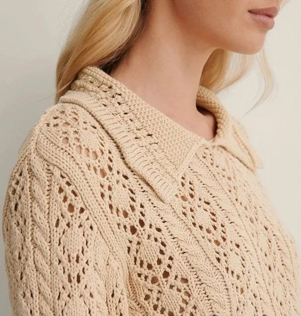 Ажурная кофта с отложным воротником