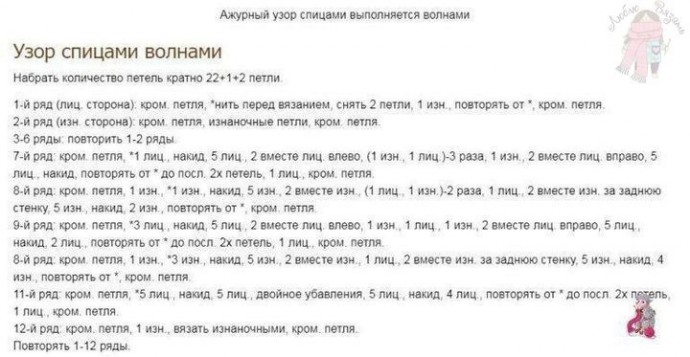 Красивый узор спицами Красивый узор спицами