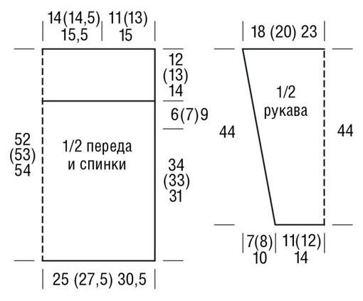 Ажурный джемпер с сетчатой кокеткой, вяжем спицами