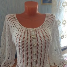 Белый жакет крючком