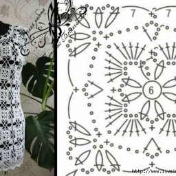 Симпатичный квадратный мотив для ажурной летней кофточки