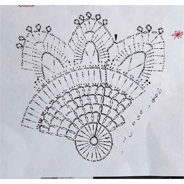 Схема двухцветной салфетки, вяжем  крючком