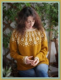 Джемпер с круглой жаккардовой кокеткой