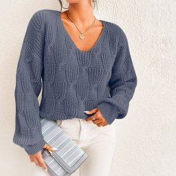 Пуловер с рельефным узором, вяжем спицами