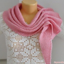 Интересный шарф - платок тунисским вязанием