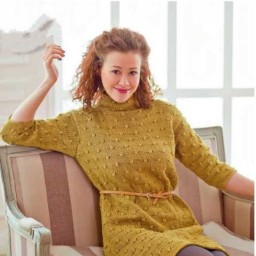 Платье спицами для женщин с красивым узором, описание и выкройка