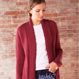 Жакет реглан спицами с теневым узором