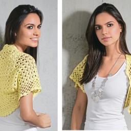Желтое болеро с ажурной каймой