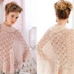 Ажурное пончо с отложным воротником