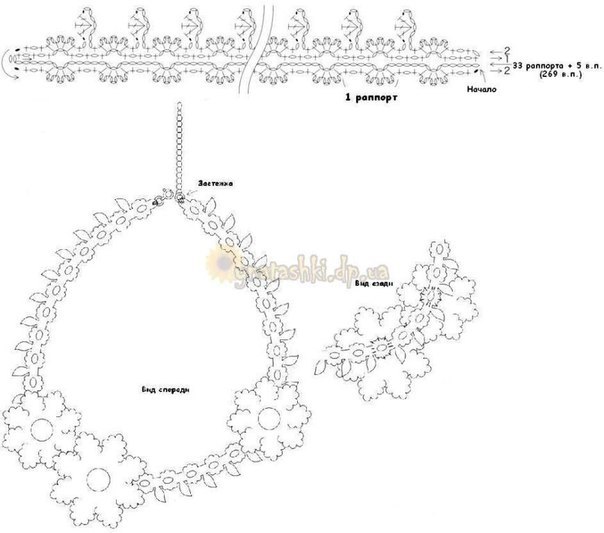 ​Вязаное ожерелье с цветами