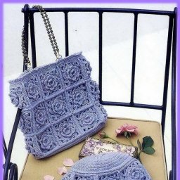 Симпатичный узор для шапочки с сумкой