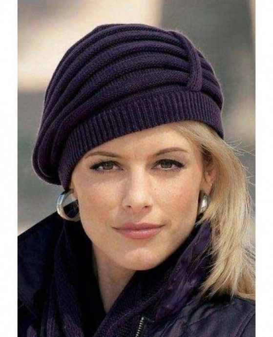 Берет из пряжи "Василиса" , вяжем спицами