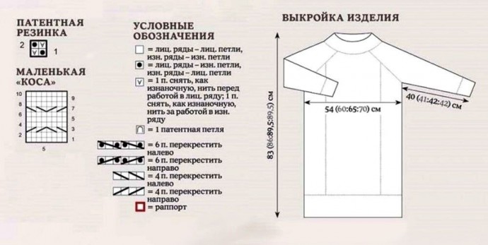 Платье-свитер реглан с аранами Платье-свитер реглан с аранами