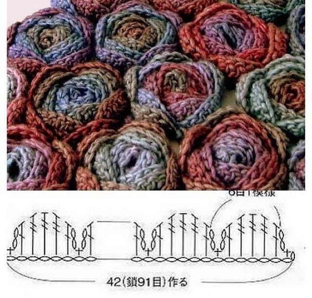 Очаровательные розочки, вяжем крючком