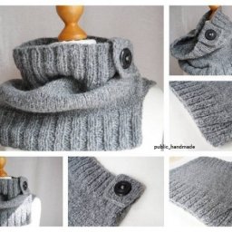 Вяжем стильный шарф-снуд с крупной пуговкой