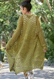 Ажурное льняное пальто