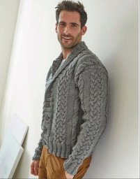 Жакет спицами узором с косами