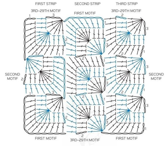 Интересный квадратный мотив крючком