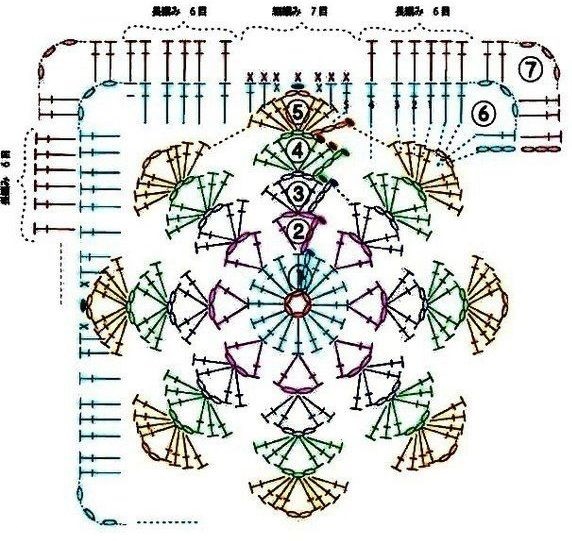 Мотив со снежинкой для пледа, вяжем крючком