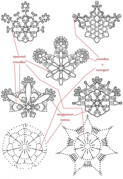 Вяжем разноцветные снежинки!