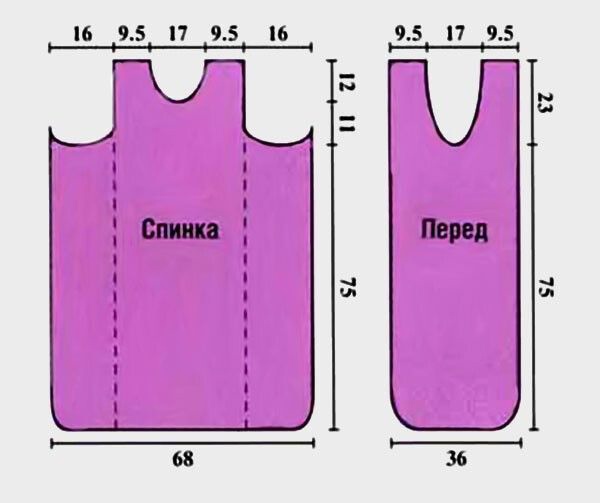 Элегантный сарафан спицами, украшенный пуговицами