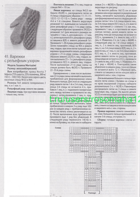 Белые варежки с рельефным узором Белые варежки с рельефным узором
