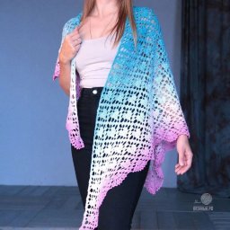 Шаль крючком с сердцами