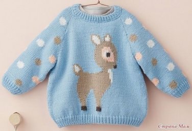 Джемпер с оленёнком спицами