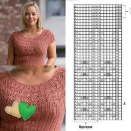 Вяжем кокетку на топе спицами, вяжем по схеме