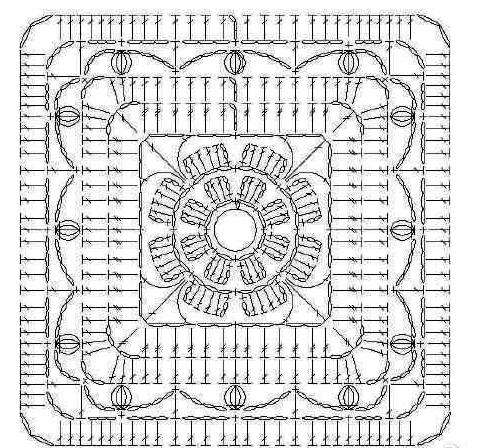 Цветочный мотив крючком для пледа