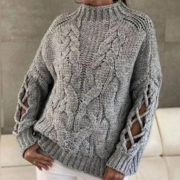 Вяжем свитер серого цвета