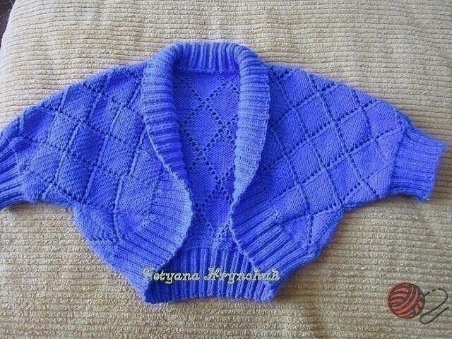 Синее болеро спицами Синее болеро спицами