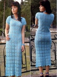 Платье крючком из круглых мотивов