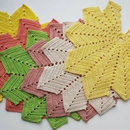 салфетка-лист, вяжем крючком