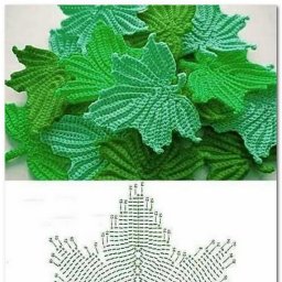 Фактурный кленовый листик, связанный крючком