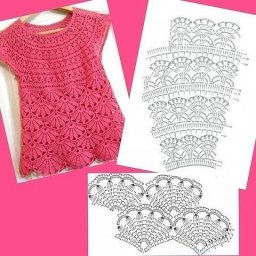 Яркая ажурная туничка крючком