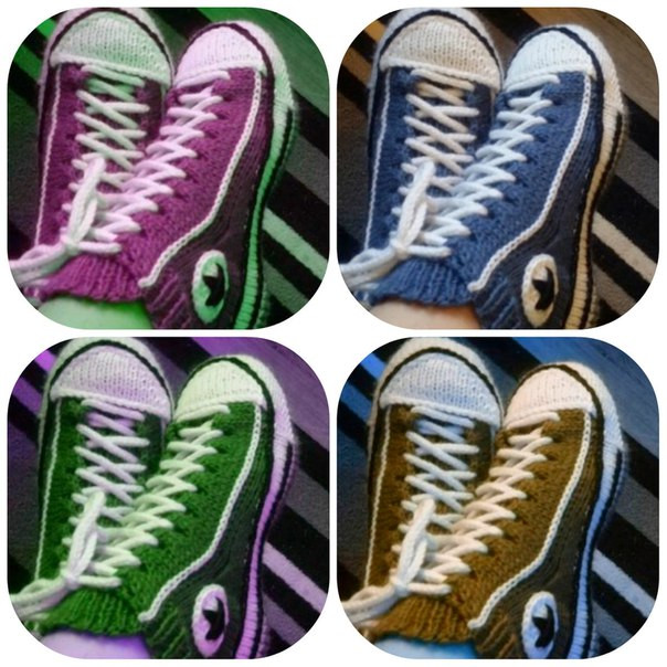 Женские кеды-тапочки спицами Женские кеды-тапочки спицами
