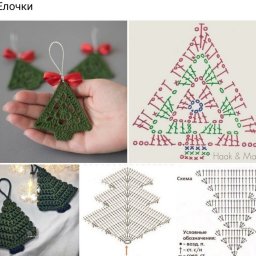 Очаровательные плоские ёлки крючком