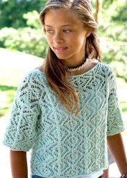 Бледно-зеленый ажурный пуловер