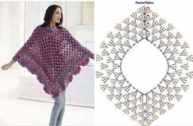 Простое в исполнении пончо крючком