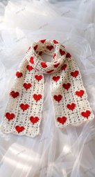 Шарфик с сердечками: мило и уютно