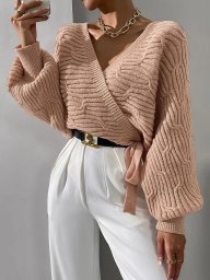 Жакет спицами узором из кос на фоне резинки 2×2