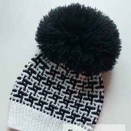 Шапочка в технике мозаичного вязания. Узор "гусиные лапки"