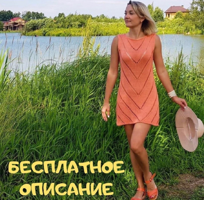 Симпатичное платье-туника, вяжем спицами