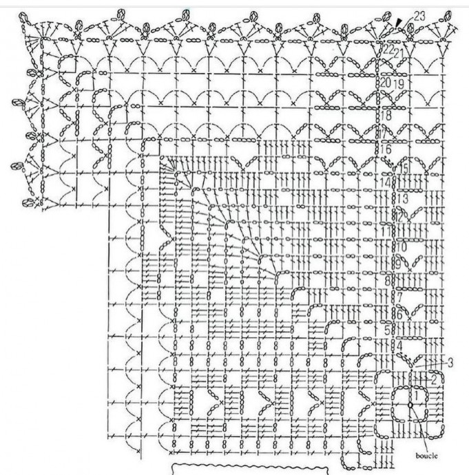 Шикарный квадратный мотив для вязания салфетки