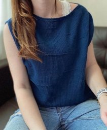 Синий топ спицами