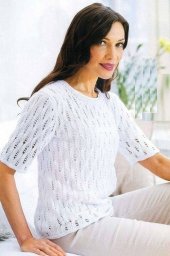 Вяжем белый летний пуловер